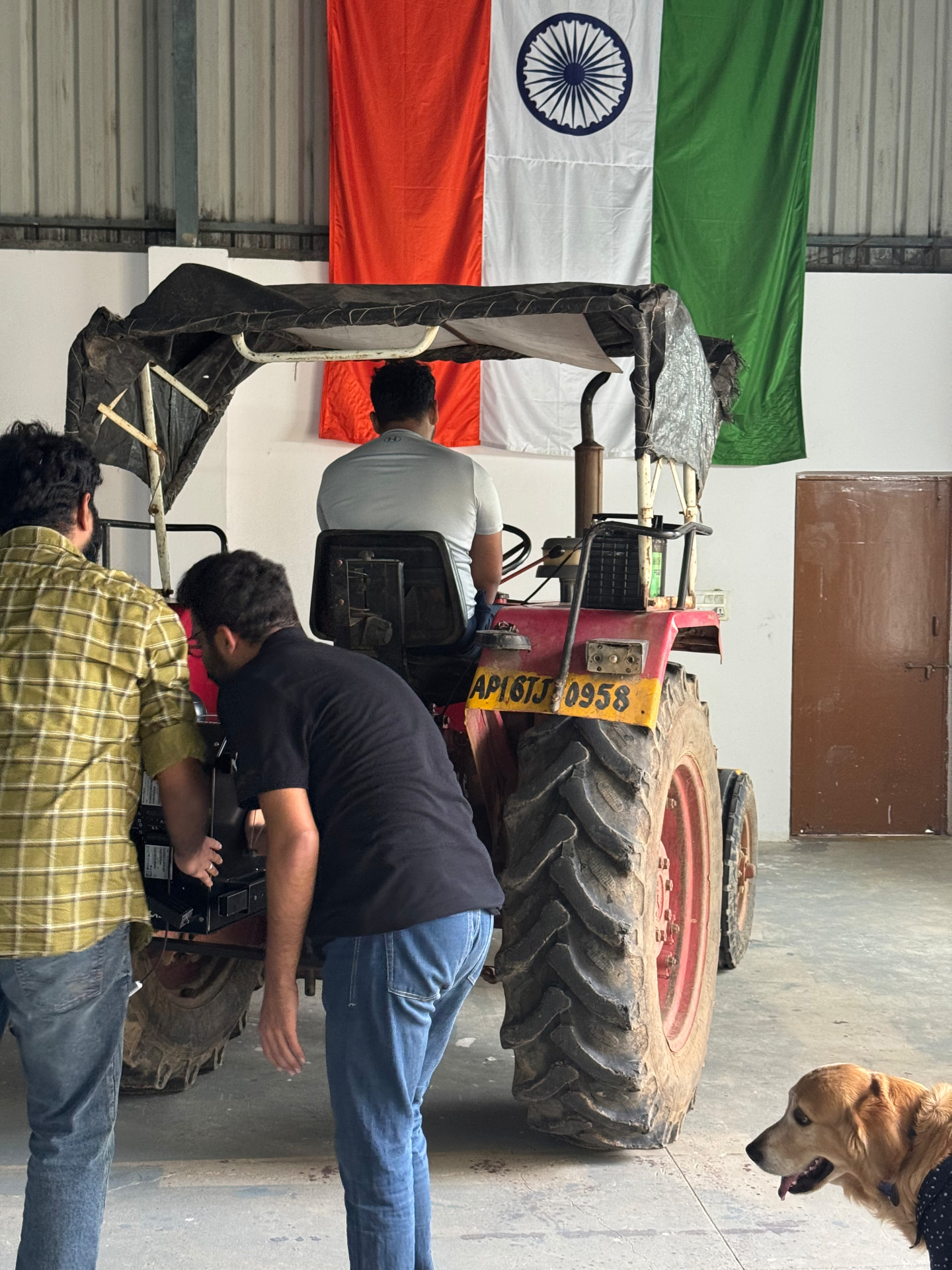 Engineers building and testing the Rakshakh tractor unit in the workshop